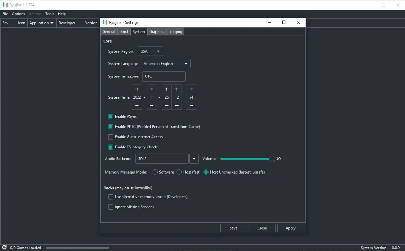 Live frame-time graph and subsystem load indicators during play